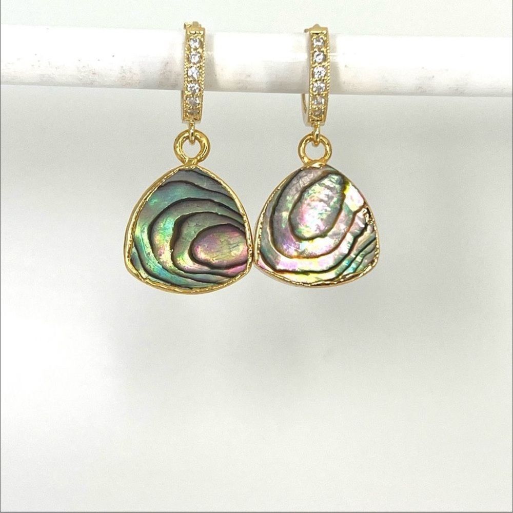 Summer beach vacation surfer girl abalone earrings for cruise or vacation